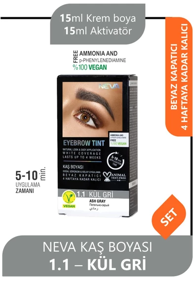 Eyebrow Tint Vegan Kaş Boyası Seti 1.1 Kül Gri ürün görseli 1