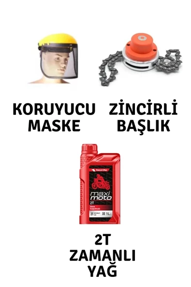 Motorlu Tırpan Seti Koruyucu Maske-Zincirli Canavar Başlık-Yağ ürün görseli 1