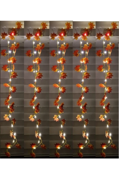 5 Adet 2.30 Metre Sonbahar Konsepti Yapay Sarmaşık + 3 Metre Peri Led ürün görseli 1