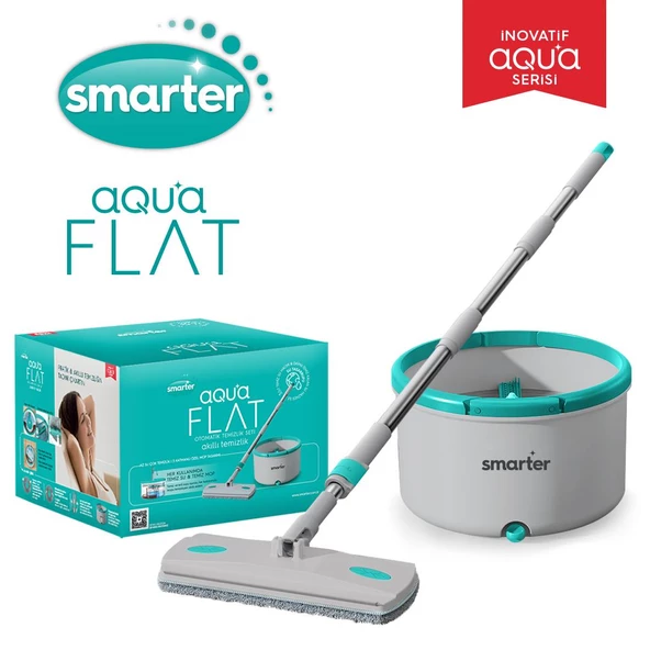 SMARTER AQUA FLAT TEMİZ VE KİRLİ SUYU AYIRMA ÖZELLİĞİ OTOMATİK TEMİZLİK SETİ TABLET MOP PASPAS ürün görseli 1