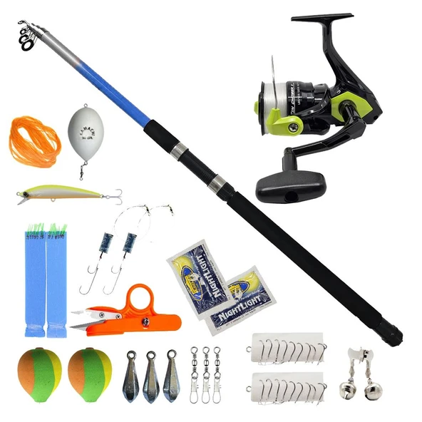 Yek Outdoor Hazır Olta Seti Elbe 3.50m Olta Kamışı& Okuma Fin Chaser X FNX-40NG Blue 1BB Olta Makinesi ürün görseli 1