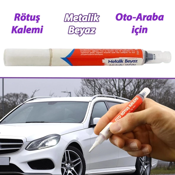 Araç Oto Rötuş Kalemi 5 ml Kaporta Tampon Çizik Giderici Fırça Metalik Beyaz Renk Boya Kalemi ürün görseli 1