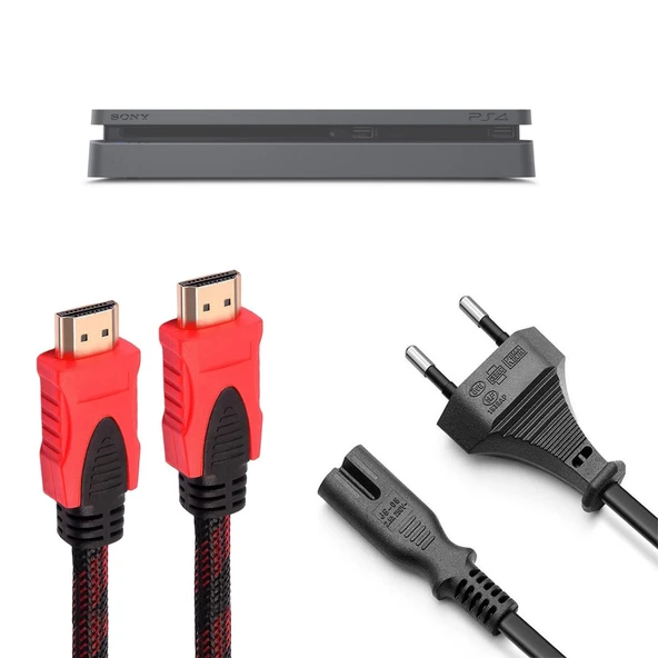 PS4 Slim Güç Kablosu ve Örgülü Hdmi Kablo Set Playstation 4 Aksesuar ürün görseli 1