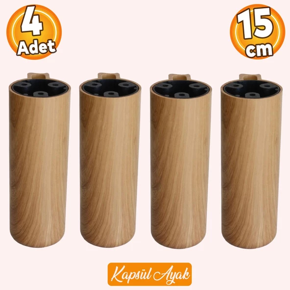 Kapsül Bohem Açık Ceviz 15 cm Mobilya Kanepe Koltuk Baza Yükseltici Yükseltme Ayağı Ayakları 4 Adet ürün görseli 1