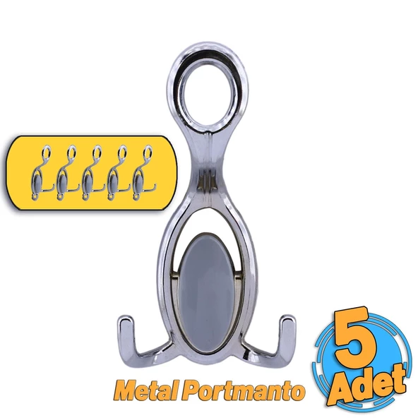 İlknur 5 Adet Portmanto Vestiyer Duvar Askısı Metal Dolap Elbise Askılığı Askılık Krom 5 Adet ürün görseli 1