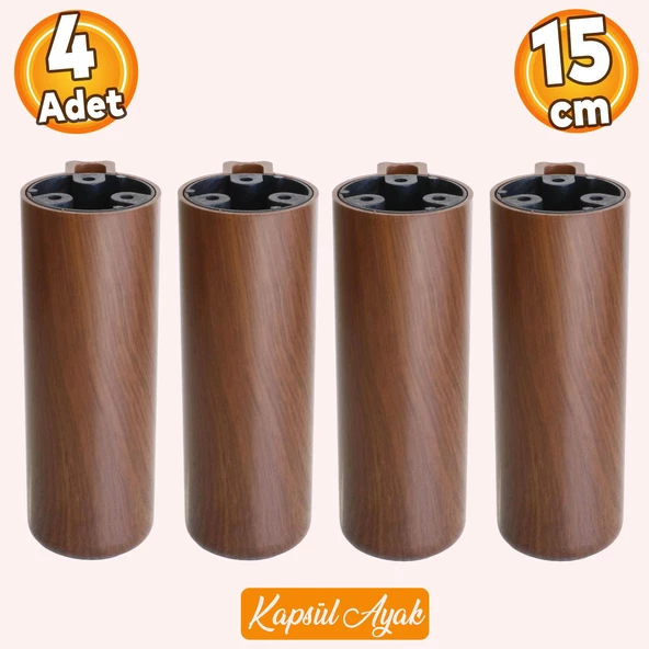 Kapsül Bohem Koyu Ceviz 15 cm Mobilya Kanepe Koltuk Baza Yükseltici Yükseltme Ayağı Ayakları 4 Adet ürün görseli 1
