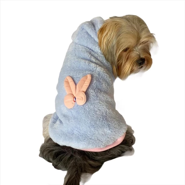 Softie Blue Bunny Kapşonlu Sweat by Kemique Köpek Kazağı ürün görseli 1