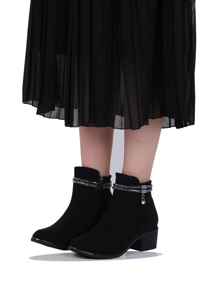 Mp 242-2226Zn Siyah Kadın 6Cm Topuklu Bot - Resim 2