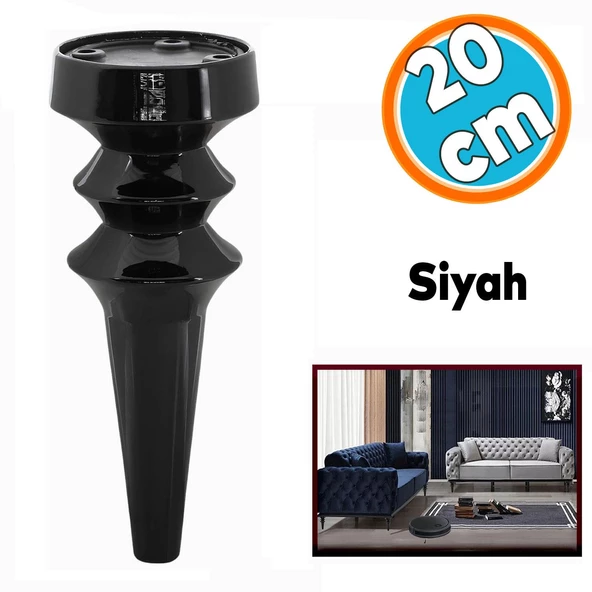 Mobilya Yükseltici Kanepe Koltuk Tv Ünitesi Baza Ayağı Zigon Orta Sehpası Ayak Ayakları 20 cm Siyah ürün görseli 1