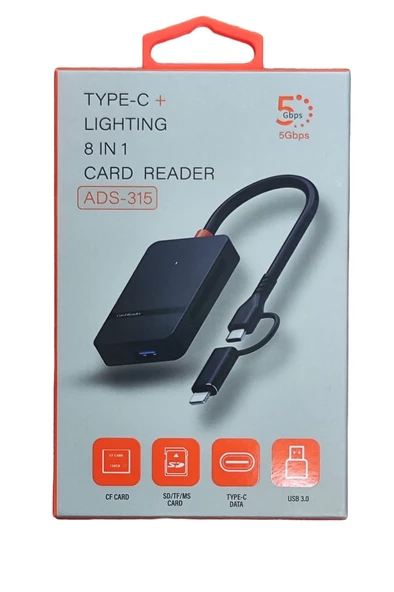 Pmr 8 in 1 Type C - Lightning Usb Çoklayıcı- Compact Flash- Microsd-Sd Kart Okuyucu Type C giriş ürün görseli 1