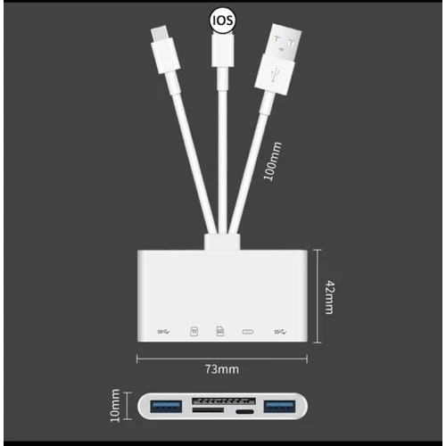 Lightning-Type C- Usb 3.0  Çoklayıcı Micro Sd- Sd Kart Okuyucu - Resim 3