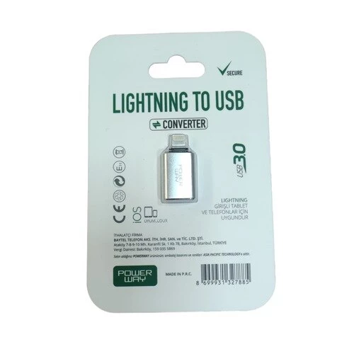 Powerway Lightning Erkek Usb 3.0 Dişi Çevirici ürün görseli 1