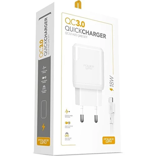 Powerway 18W Qc 3.0 Lightning Hızlı Şarj Aleti Qcl30 ürün görseli 1
