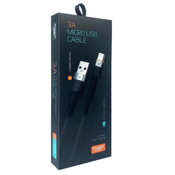 Powerway Hc01 İp Örgülü 3A Micro Usb Şarj ve Data Kablosu ürün görseli 1