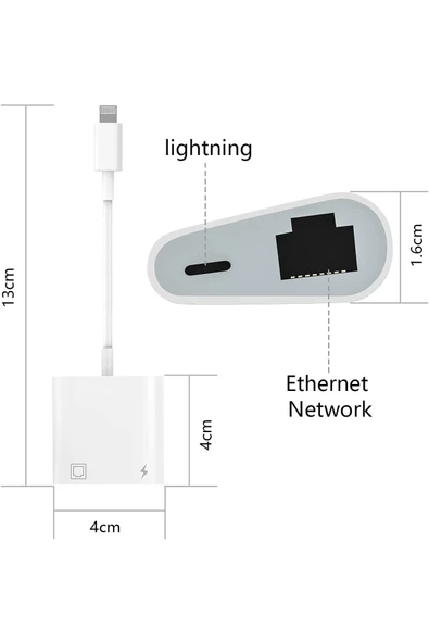 Pmr Lightning Rj45 Ethernet Çevirici 2 In 1  Ethernet Ve Liğhtning Şarj Girişi 10/100 ürün görseli 1