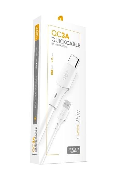 Powerway Qc3A 25W Type C To Usb Şarj Ve Data Kablosu - Resim 2