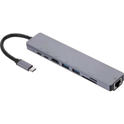 Type C 8 Port 4K Hdmi -Usb 3.0-Typc-C Kart Okuyucu ürün görseli 1