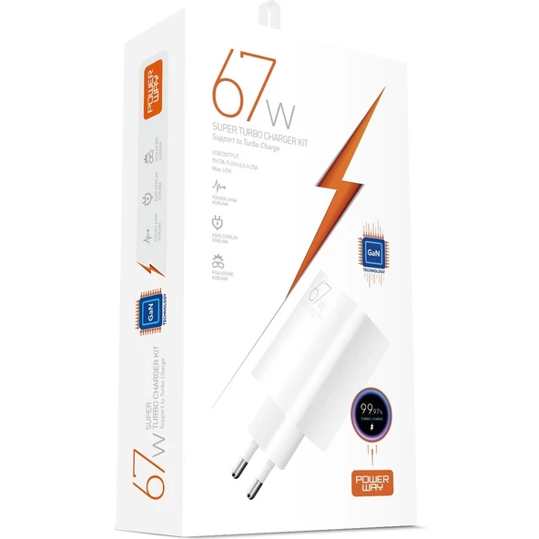 Powerway M67 Süper Turbo 67W Hızlı Şarj Adaptörü Gan Teknoloji ürün görseli 1