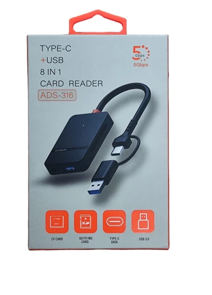 Pmr 8 in 1 Type C - Usb 3.0 Usb Çoklayıcı- Compact Flash- Microsd-Sd Kart Okuyucu Type C giriş ürün görseli 1