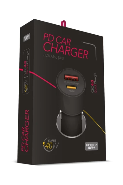 Powerway Cc4.0 Qc40 40W 5V 4 Amper Type C - Usb Araç Şarj Başlığı ürün görseli 1