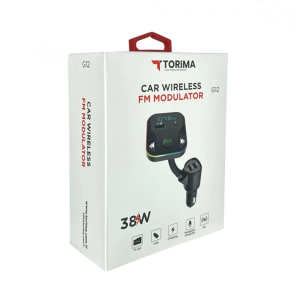 Torima G12 Bluetoot Fm Transmitter Fm Verici 38W Pd Giriş Microsd Kart Girişi ürün görseli 1