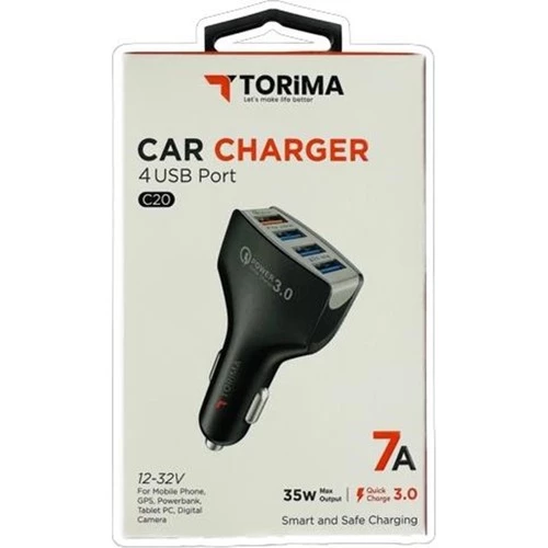 Torima C20 Max. 35W 7A 4 Port Quick Araç Şarjı ürün görseli 1