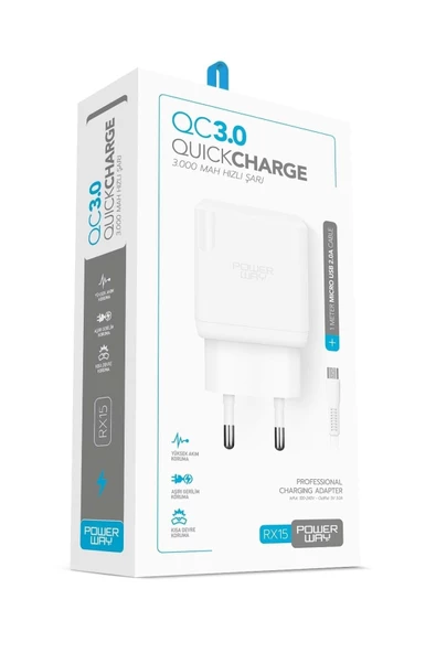 Powerway 3 Amper Micro Usb Şarj Aletiqc 3.0 Rx15 ürün görseli 1