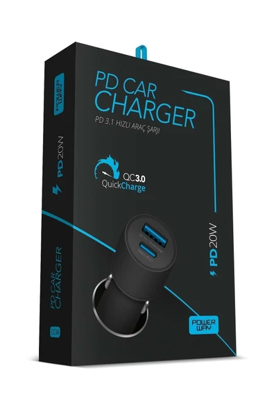 Powerway Araç Şarj Başlığı 3.1 A Type C-Usb ürün görseli 1