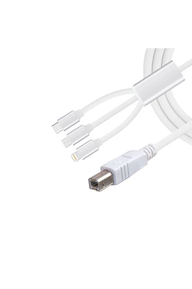 Pmr 3 İn 1 Type C-Lightning- Micro Usb To Type B Printer Kablosu ürün görseli 1
