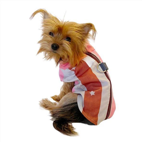 Pink Stars Su itici Yağmurluk Köpek Yağmurluğu ürün görseli 1