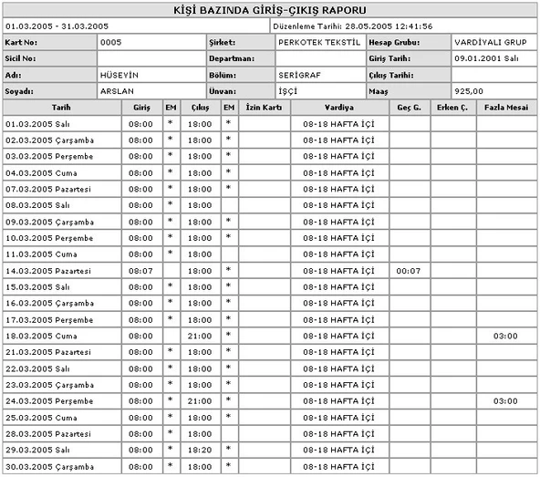 Perkotek Personel Takip Programı - Resim 4