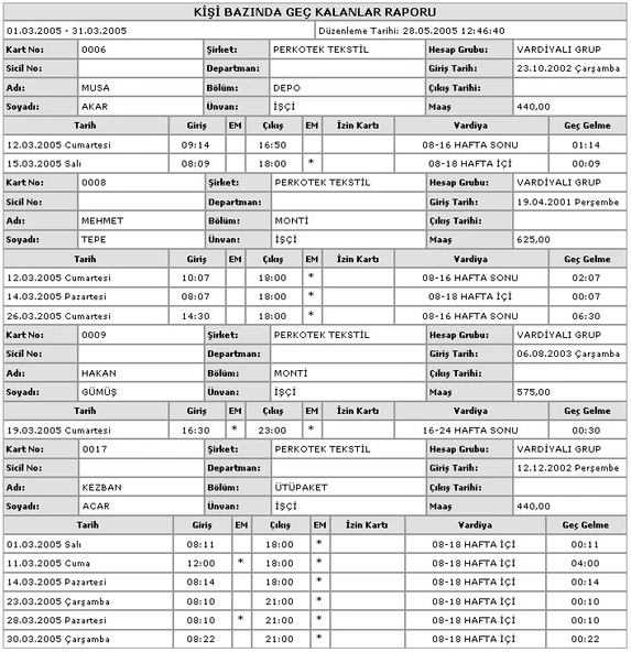 Perkotek Personel Takip Programı - Resim 5