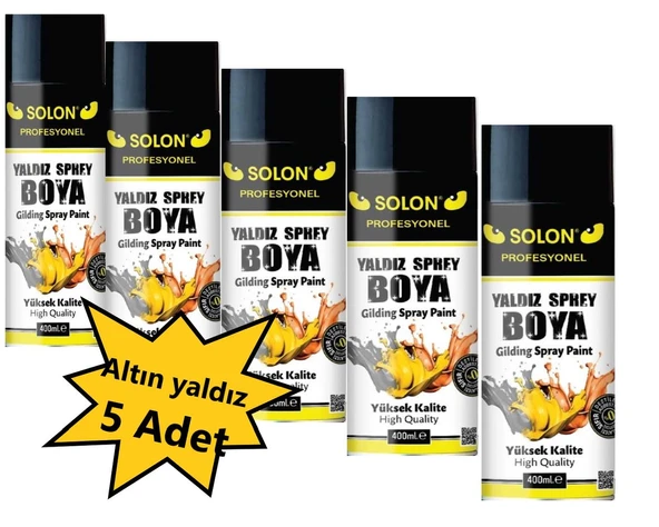 5 Adet Altın Yaldız Sprey Boya 400 Ml. ürün görseli 1