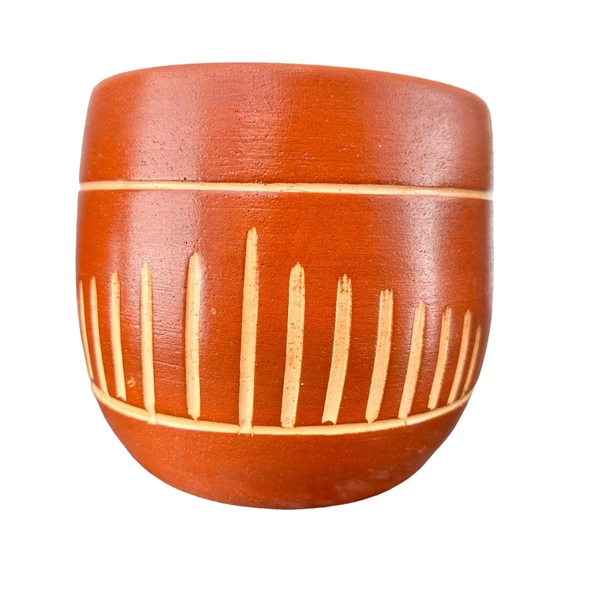 Bitki Tasarımı Dik Çizgi Desenli Toprak Saksı Saksılık Salon Çiçeklik - 19 CM ürün görseli 1