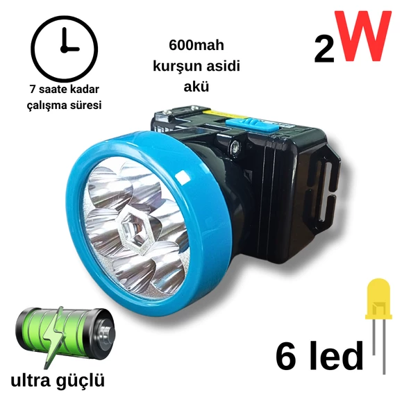 Ultra Güçlü 2 Farklı Moda Sahip 8 Saate Kadar Çalışma Süreli 2w Kafa Lambası ürün görseli 1