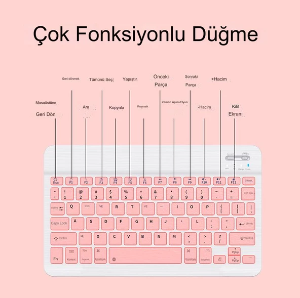 Kablosuz Klavye Ve Mouse Seti Bluetoothlu Şarj Edilebilir Windows İos Android Telefon Tablet Uyumlu - Resim 3