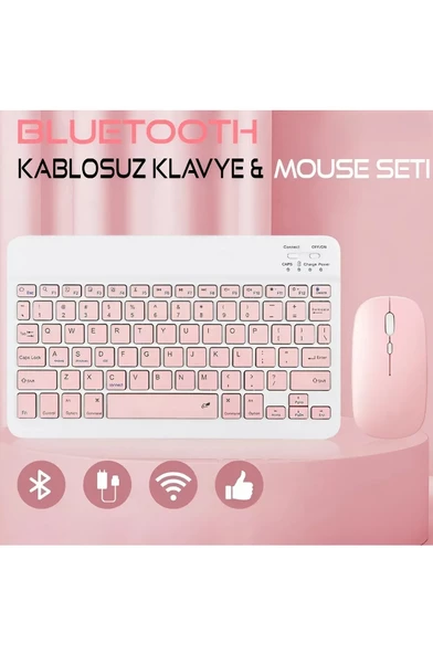 Kablosuz Klavye Ve Mouse Seti Bluetoothlu Şarj Edilebilir Windows İos Android Telefon Tablet Uyumlu ürün görseli 1
