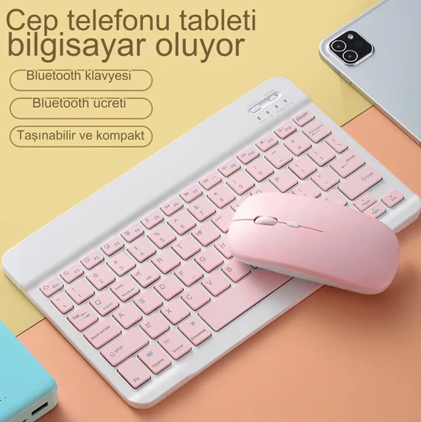 Kablosuz Klavye Ve Mouse Seti Bluetoothlu Şarj Edilebilir Windows İos Android Telefon Tablet Uyumlu - Resim 2