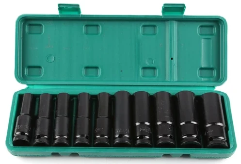 Yeşil 10 Parça 1/2" Uzun Ağır Havalı Lokma Takımı (Sert mika kutulu) ürün görseli 1
