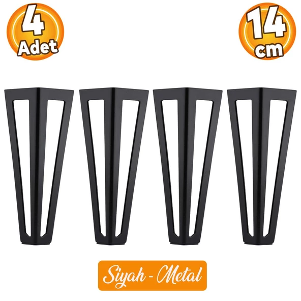 Ovit Metal Siyah 14 Cm Mobilya Koltuk Kanepe Konsol Tv Ünitesi Yükseltici Ayağı Ayakları 4 Adet ürün görseli 1