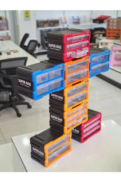 Tekreyonda Süper Bag Modüler Monoblok 2 Çekmeceli Set Hobi Boncuk Vida Dübel Avadanlık Organizer ASR-6012 ürün görseli 1