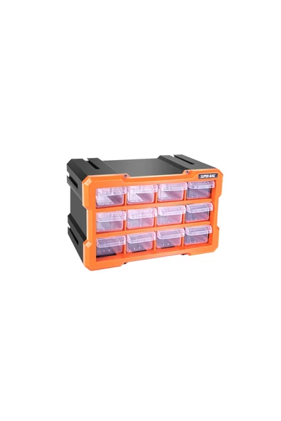 Tekreyonda Süper Bag Monoblok 12 Li Hobby Organizer Seti Monoblok Çekmece Vida Dübel Kutusu Takı Kutusu ASR-6014 ürün görseli 1