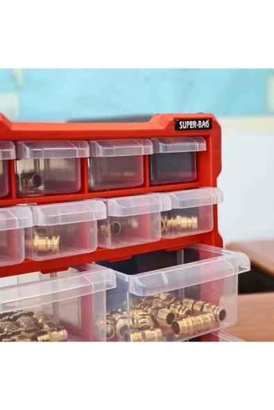 Süper Bag Mono Blok Çekmece Seti 12'li Hobby Organizer Seti Monoblok Çekmece Takı Vida Dübel Kutusu ürün görseli 1