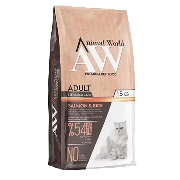 Animal World Somon Etli Kısırlaştırılmış Kedi Maması 1,5 Kg ürün görseli 1