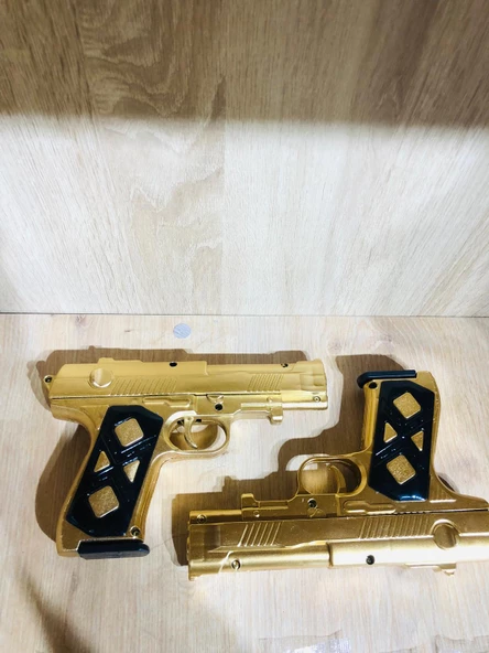 BONCUKLU SİLAH GOLD 2 ADET  VE 21 PAKET PLASTİK BONCUK ürün görseli 1