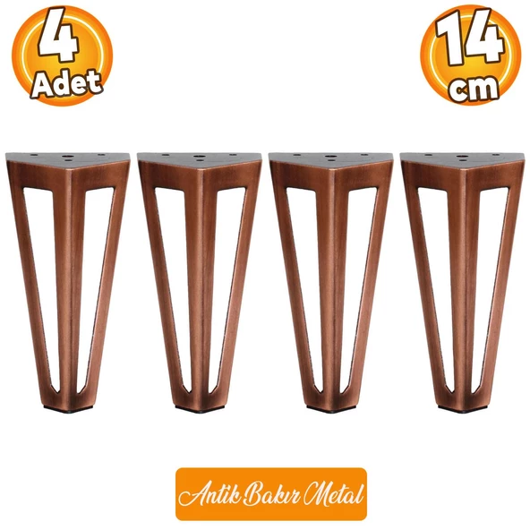 Ovit Metal Antik Bakır 14 cm Mobilya Koltuk Kanepe Konsol Tv Ünitesi Yükseltici Ayağı Ayakları 4 Adet ürün görseli 1