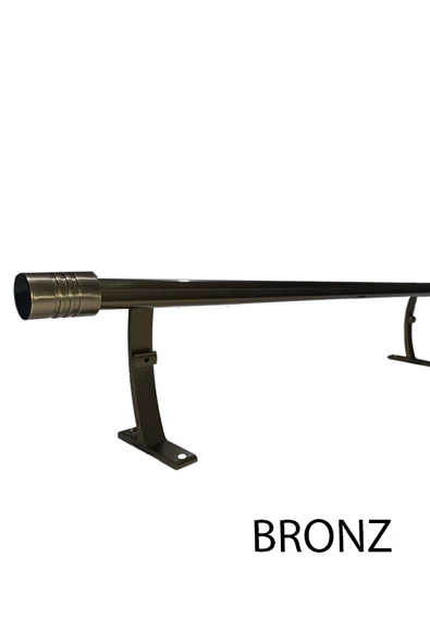 20 mm Kornişli Dekoratif Alüminyum Tek Raylı Rustik  Perde Askısı Bronz ürün görseli 1