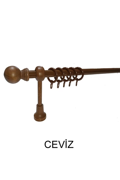 KLASİK AHŞAP RUSTİK PERDE ASKISI 28 MM BORU Ceviz ürün görseli 1
