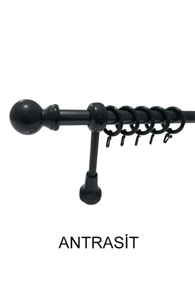 KLASİK AHŞAP RUSTİK PERDE ASKISI 28 MM BORU Antrasit ürün görseli 1