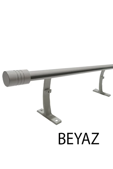 20 mm Kornişli Dekoratif Alüminyum Tek Raylı Rustik  Perde Askısı Beyaz ürün görseli 1